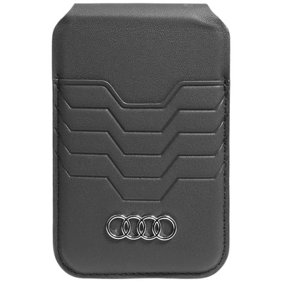 Audi Leather Wallet Card MagSafe magnetic with stand - black