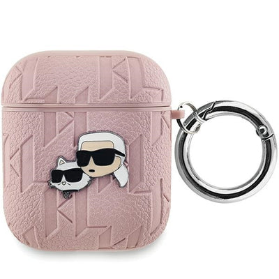 Karl Lagerfeld Monogram Karl &amp; Choupette Head case for AirPods 1 / 2 - pink
