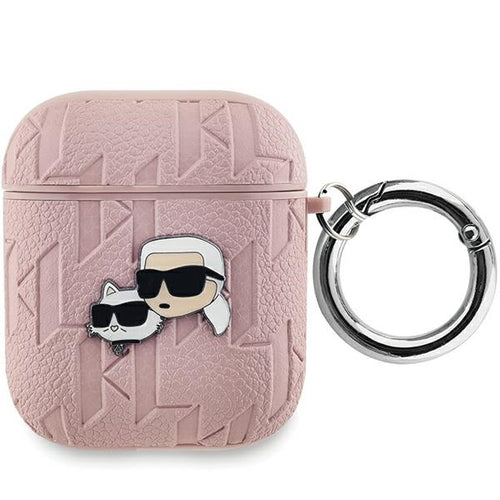 Karl Lagerfeld Monogram Karl &amp; Choupette Head case for AirPods 1 / 2 - pink