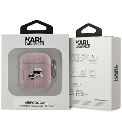 Karl Lagerfeld Monogram Karl &amp; Choupette Head case for AirPods 1 / 2 - pink
