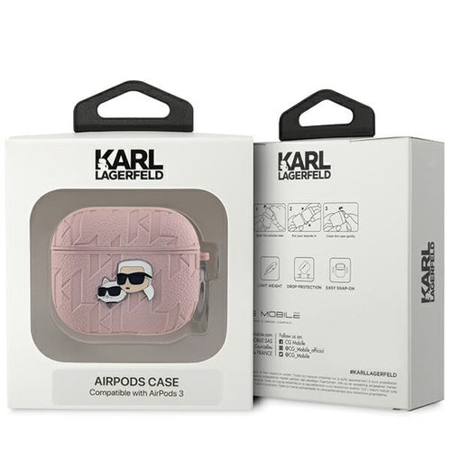 Karl Lagerfeld Monogram Karl &amp; Choupette Head Case for AirPods 3 - Pink