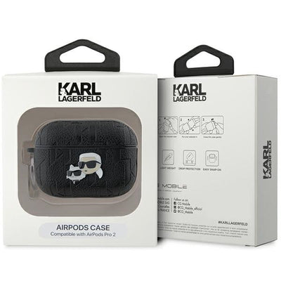 Karl Lagerfeld Monogram Karl &amp; Choupette Head Case for AirPods Pro 2 - Black
