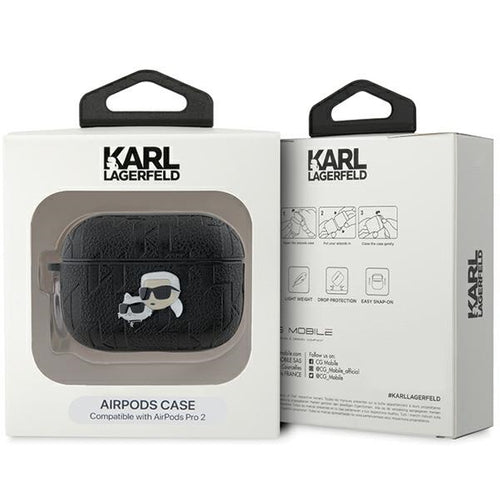 Karl Lagerfeld Monogram Karl &amp; Choupette Head Case for AirPods Pro 2 - Black