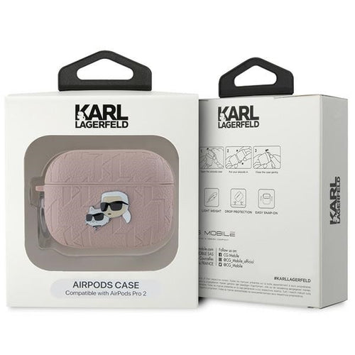 Karl Lagerfeld Monogram Karl &amp; Choupette Head case for AirPods Pro 2 - pink