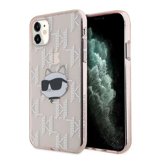 Karl Lagerfeld IML Choupette Head &amp; Monogram case for iPhone 11 / Xr - pink