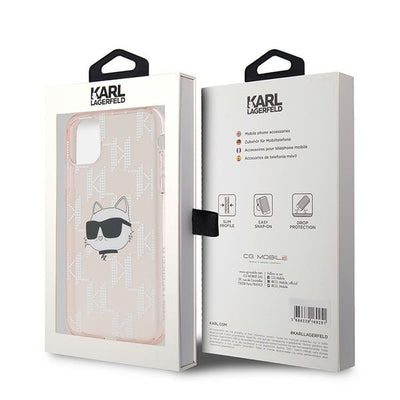 Karl Lagerfeld IML Choupette Head &amp; Monogram case for iPhone 11 / Xr - pink