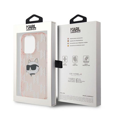 Karl Lagerfeld IML Choupette Head &amp; Monogram case for iPhone 13 Pro Max - pink