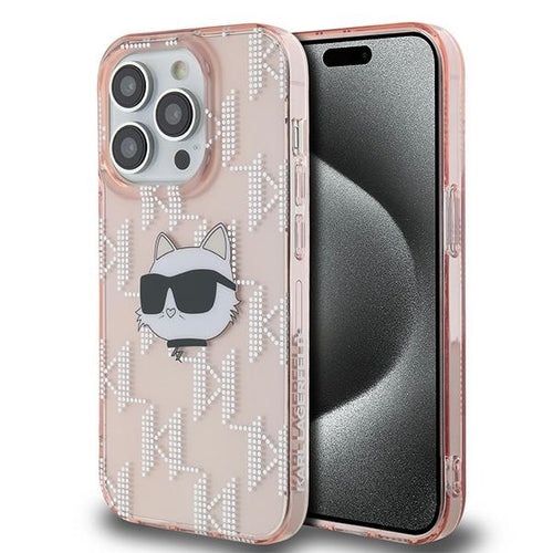 Karl Lagerfeld IML Choupette Head &amp; Monogram case for iPhone 14 Pro - pink