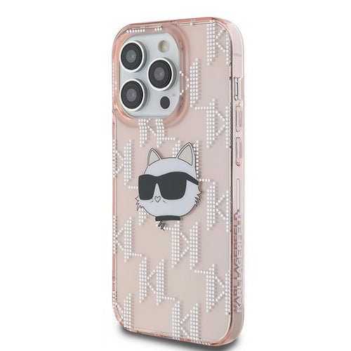 Karl Lagerfeld IML Choupette Head &amp; Monogram case for iPhone 14 Pro - pink