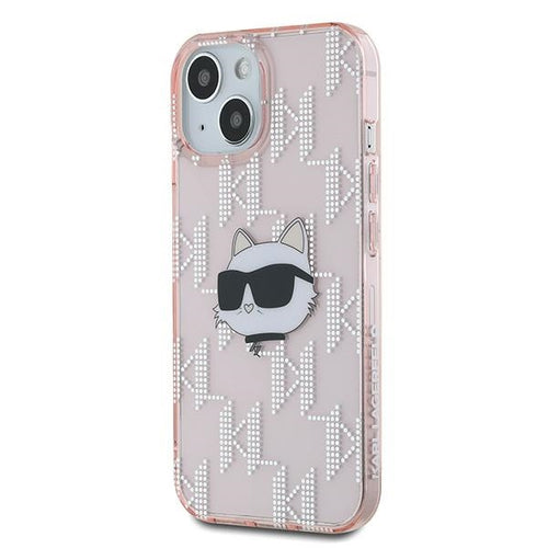Karl Lagerfeld IML Choupette Head &amp; Monogram case for iPhone 14 / 15 / 13 - pink