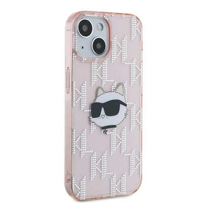 Karl Lagerfeld IML Choupette Head &amp; Monogram case for iPhone 14 / 15 / 13 - pink