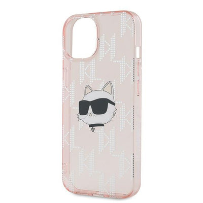 Karl Lagerfeld IML Choupette Head &amp; Monogram case for iPhone 14 / 15 / 13 - pink