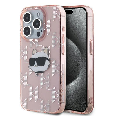Karl Lagerfeld IML Choupette Head &amp; Monogram case for iPhone 15 Pro - pink