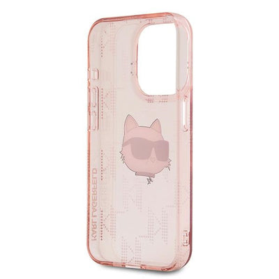 Karl Lagerfeld IML Choupette Head &amp; Monogram case for iPhone 15 Pro - pink