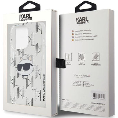 Karl Lagerfeld IML Choupette Head &amp; Monogram case for iPhone 15 Pro - transparent