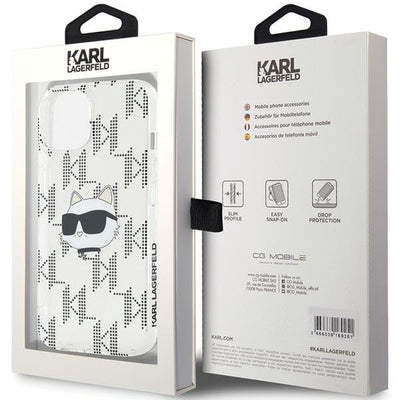 Karl Lagerfeld IML Choupette Head &amp; Monogram case for iPhone 15 / 14 / 13 - transparent