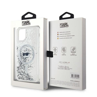 Karl Lagerfeld Liquid Glitter Choupette Head MagSafe Case for iPhone 11 / Xr - Transparent