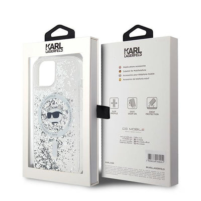 Karl Lagerfeld Liquid Glitter Choupette Head MagSafe case for iPhone 13 - transparent