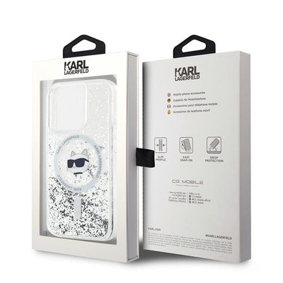 Karl Lagerfeld Liquid Glitter Choupette Head MagSafe case for iPhone 13 Pro Max - transparent