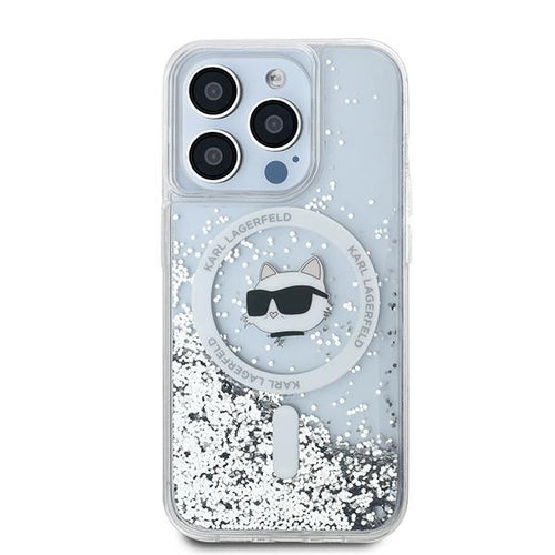 Karl Lagerfeld Liquid Glitter Choupette Head MagSafe case for iPhone 14 Pro Max - transparent