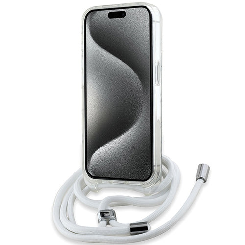 Karl Lagerfeld IML Crossbody Monogram Karl &amp; Choupette Head MagSafe Case for iPhone 15 Pro - Transparent