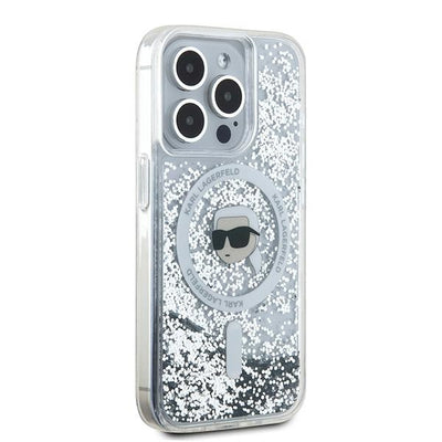 Karl Lagerfeld Liquid Glitter Karl Head MagSafe case for iPhone 15 Pro - transparent