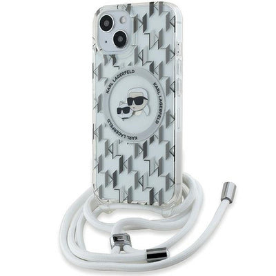 Karl Lagerfeld IML Crossbody Monogram Karl &amp; Choupette Head MagSafe Case for iPhone 15 / 14 / 13 - Transparent