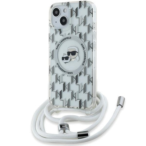 Karl Lagerfeld IML Crossbody Monogram Karl &amp; Choupette Head MagSafe Case for iPhone 15 / 14 / 13 - Transparent
