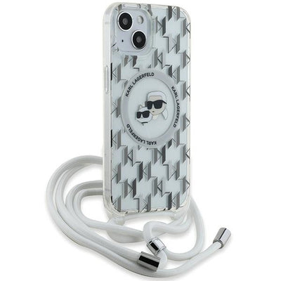 Karl Lagerfeld IML Crossbody Monogram Karl &amp; Choupette Head MagSafe Case for iPhone 15 / 14 / 13 - Transparent