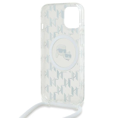 Karl Lagerfeld IML Crossbody Monogram Karl &amp; Choupette Head MagSafe Case for iPhone 15 / 14 / 13 - Transparent