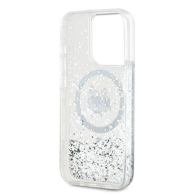 Karl Lagerfeld Liquid Glitter Choupette Head MagSafe case for iPhone 15 Pro Max - transparent