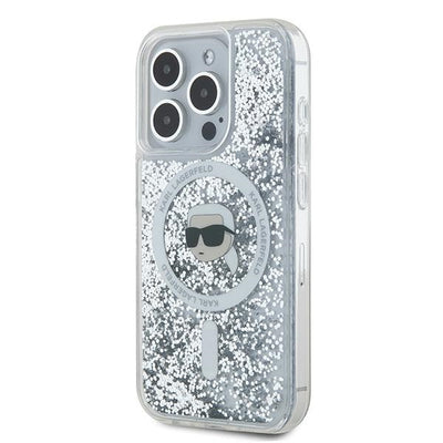Karl Lagerfeld Liquid Glitter Karl Head MagSafe case for iPhone 15 Pro Max - transparent