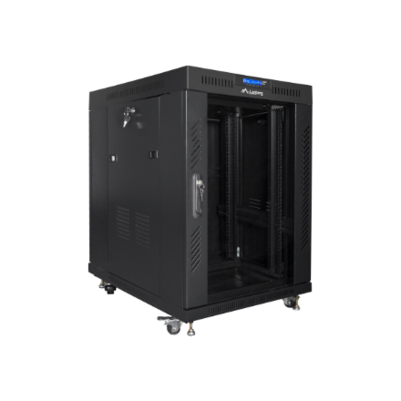 Lanberg | Rack cabinet 19" free-standing 15U/600x800 (flat pack) with glass door, LCD | FF01-6815-12BL | Black