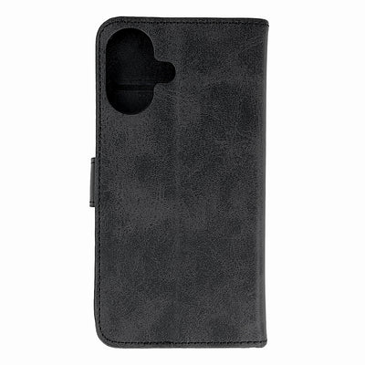 Leather Book Case for iPhone 16 - black — Hurtel