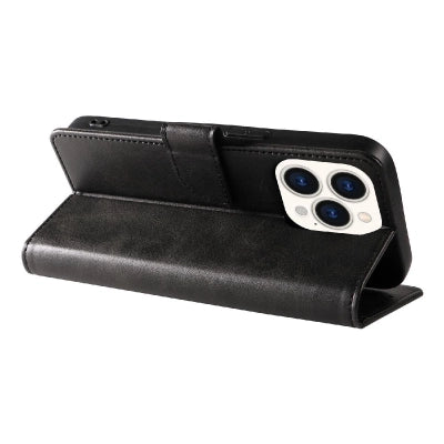 Leather Book Case for iPhone 16 - black — Hurtel