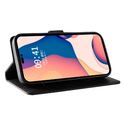 Leather Book Case for iPhone 16 - black — Hurtel