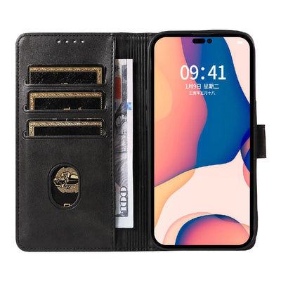 Leather Book Case for iPhone 16 Pro - black — Hurtel