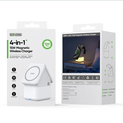 Duzzona W20 15W 4in1 inductive charger for iPhone / AirPods / Apple Watch with night lamp - white