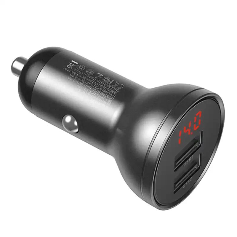 Ładowarka samochodowa Baseus z wyświetlaczem, 2x USB, 4,8A, 24W (szara) - Product Image 4