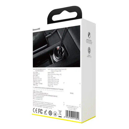 Ładowarka samochodowa Baseus z wyświetlaczem, 2x USB, 4,8A, 24W (szara) - Product Image 7
