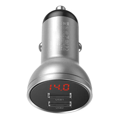 Ładowarka samochodowa Baseus z wyświetlaczem, 2x USB, 4,8A, 24W (srebrna) - Product Image 5