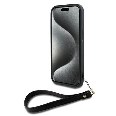 DKNY Wrist Strap Stock Logo case for iPhone 14 / 15 / 13 - black