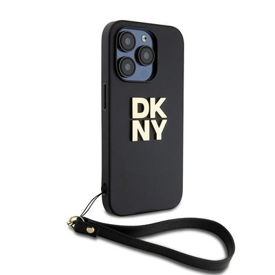 DKNY Wrist Strap Stock Logo case for iPhone 15 Pro - black