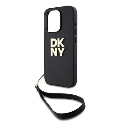 DKNY Wrist Strap Stock Logo case for iPhone 15 Pro - black