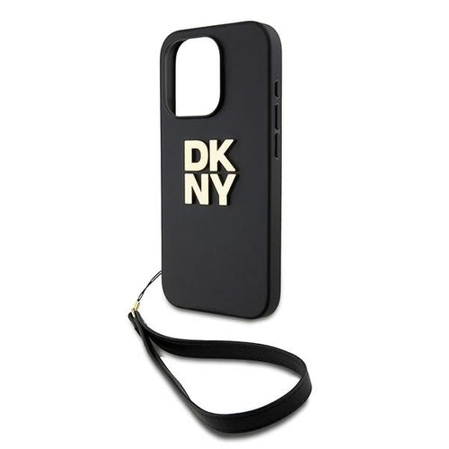 DKNY Wrist Strap Stock Logo case for iPhone 15 Pro - black
