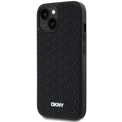 DKNY 3D Rubber Repeat Pattern case for iPhone 15 Plus - black