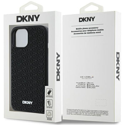DKNY 3D Rubber Repeat Pattern case for iPhone 15 Plus - black