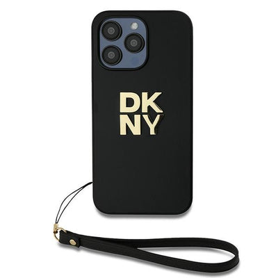 DKNY Wrist Strap Stock Logo case for iPhone 15 Pro Max - black