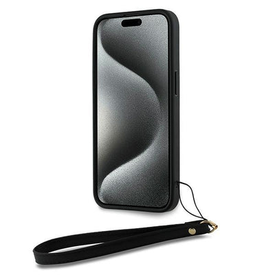 DKNY Wrist Strap Stock Logo case for iPhone 15 Pro Max - black