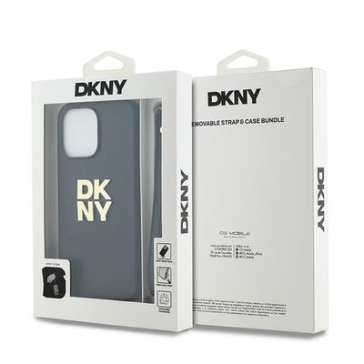DKNY Wrist Strap Stock Logo case for iPhone 15 Pro Max - black
